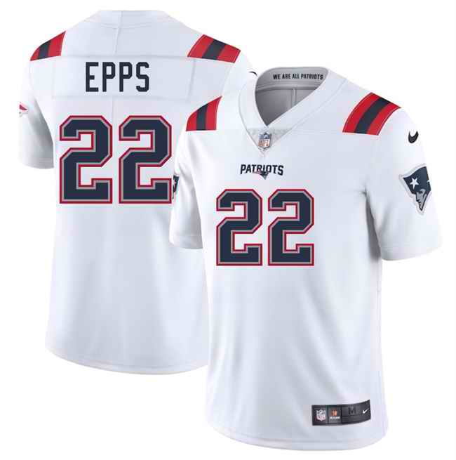 Men's New England Patriots #22 Marcus Epps White 2025 Vapor Limited Stitched Football Jersey